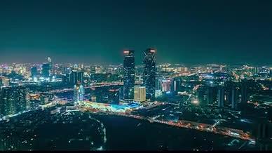 4k航拍昆明双塔地标城市夜景延时风光视频的预览图